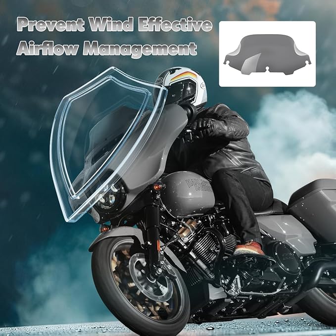 8" Windshield Windscreen for 1996-2013 Harley Davidson Touring Street Glide Electra Glide/Ultra Limited/Tri Glide FLHT FLHX FLHXS FLHTK, Smoke