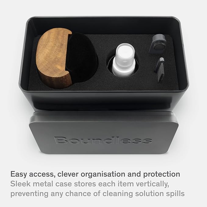 Boundless Audio Vinyl Record Cleaning Kit - 5-in-1 Vinyl Cleaner Kit Includes Record Brush, Stylus Cleaner, Cleaning Solution, Nylon Brush & Metal Case