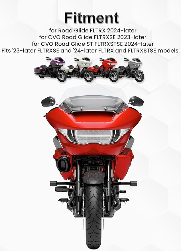9" Wave Windshield Windscreen Wind Splitter Compatible with Harley Davidson Touring CVO Road Glide FLTRXSE 2023-up,CVO Road Glide ST FLTRXSTSE 2024-up,Road Glide FLTRX 2024-up (Clear)