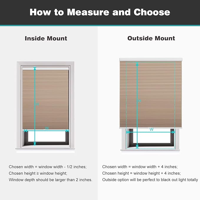 Changshade Cordless Cellular Shades, Blackout Honeycomb Shades for Windows, Pull Down Pleated Blinds, Easy to Install for Indoor Windows and French Doors,33" W x 72" H, Light Brown