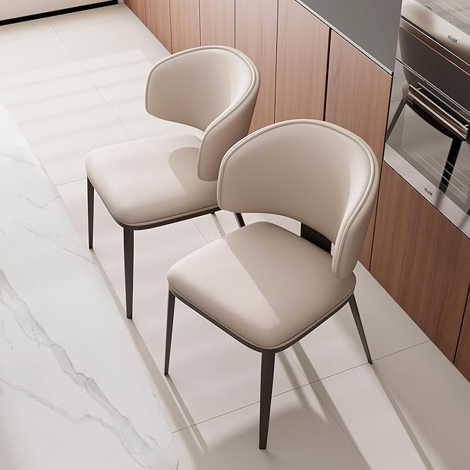 Dining Chairs Set of 4 Modern High Backrest Comfortable, Fashion Upholstered Kitchen Room Chair Armless Dinner Room Chair with Metal Legs for Living Room （Light Grey of 4）