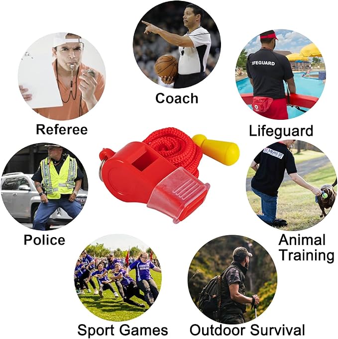 12 Pack Sport Whistles with Lanyar for Coaches, Referees and Officials, Loud Crisp Sound