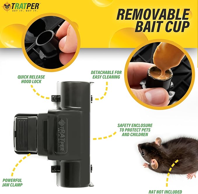 Rat and Chipmunk Traps. Prevents Accidental Triggering with Dual Tunneled Design. Covered Snap Traps for Humane Kill, Reusable, Pest Control for Rats, Indoor & Outdoor Use. 4 Pack