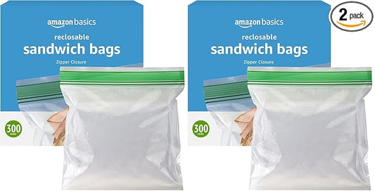 Amazon Basics Sandwich Storage Bags, 300 Count (Previously Solimo) (Pack of 2)