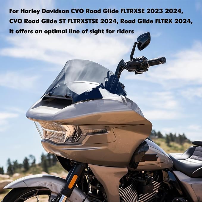 12'' wave Smoke Windshield Compatible for Harley Road Glide CVO/SE FLTRXSE 2023 2024 FLTRX 2024 CVO ST FLTRXSTSE 2024 for 2023 2024 Road Glide Accessories, Smoke