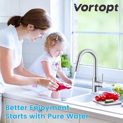 Vortopt Countertop Water Filtration System - Faucet Water Filter for Sink - Water Purifier for Kitchen - Reduces Chlorine, Heavy Metals, Bad Odors - F8 - Includes 1 Filter