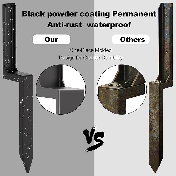 Fence Post Repair Kit, Heavy Duty 11-Gauge Steel Stakes (5.47lbs Each) with Stainless Steel Hardware, Ground Anchor Support & Stabilizer for Repairing Leaning, Broken, Wobbly Wood Fences