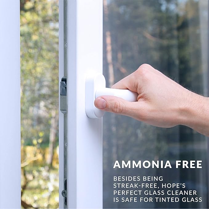 HOPE'S Perfect Glass Cleaner Spray, Streak-Free, Ammonia-Free Window, Mirror, Screen, Tinted Glass, and Shower Door Cleaner, Indoor and Outdoor Glass Surfaces, 32 Fl Oz, Pack of 6