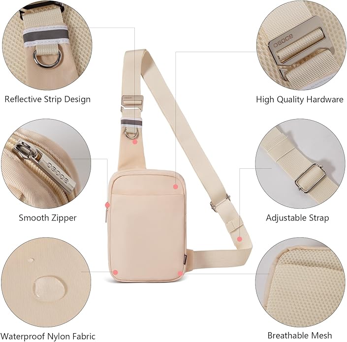 Small Sling Bag for Men and Women with RFID Pocket, Anti Theft Crossbody Chest Bag Casual Travel Bag for Hiking