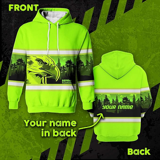 Color US Flag High Visibility Hoodie for Men Women Reflective Tapes Safety Workwear for Worker Runner Patriotic