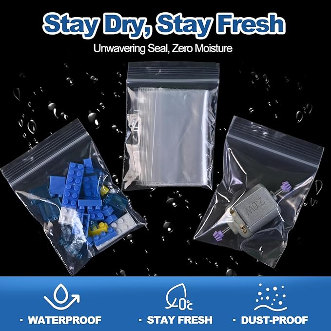 100Pcs 6"X9" Small Zipper Seal Plastic Bags,Thick Reusable Clear Top Zip Lock Bags for Storage & Small Business Packaging,Bead, Toy Piece, Snack, Food, Tools