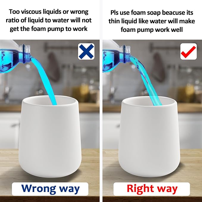 Soap Foaming Dispenser Ceramic with Easy-to-Press Pump Hand Foam Dispenser for Shampoo Bathroom Kitchen 12 oz