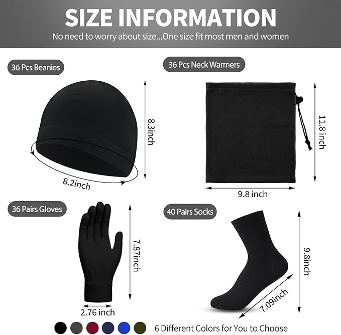 Liitrsh 148 Pcs Bulk Winter Fleece Hats Gloves Scarf Sock Sets for Men Women, Beanies for Homeless Donation Charity Bundle