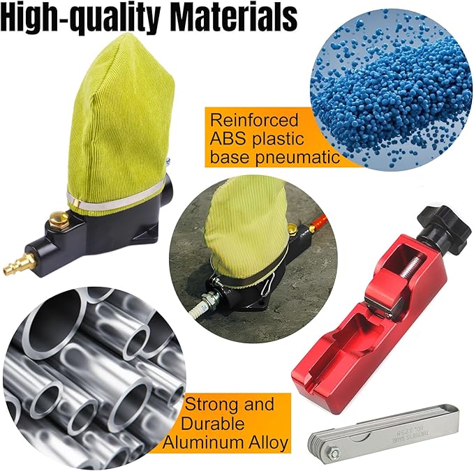 Spark Plug Gap Tool & Pneumatic Spark Plug Cleaner Kit - Air Sandblaster Cleaning Tool for Most 10mm 12mm 14mm 16mm Spark Plugs with Feeler Gauge,Abrasive Media for Motorcycle, Lawn Mower, Car