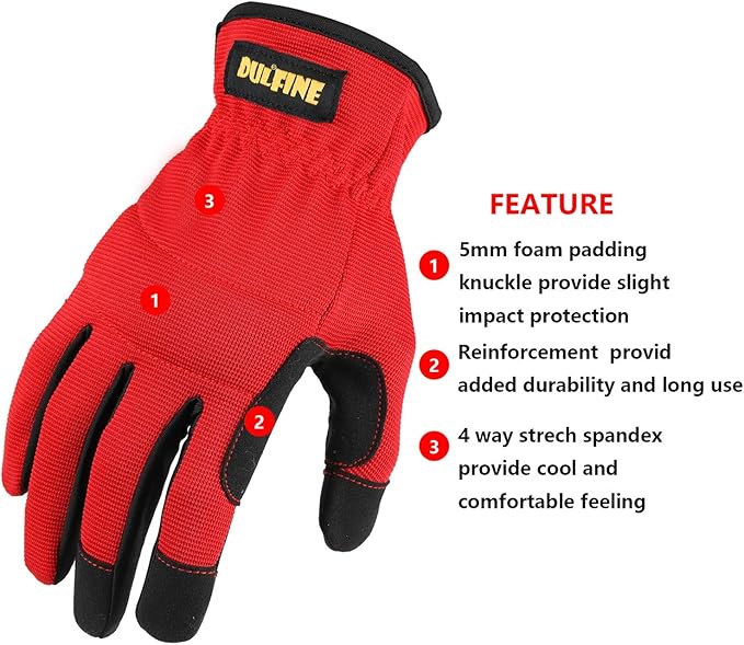 High Performance Work Gloves For Men(3 Pairs Pack), High Dexterity Touch Screen For Multipurpose,Excellent Grip (Small)