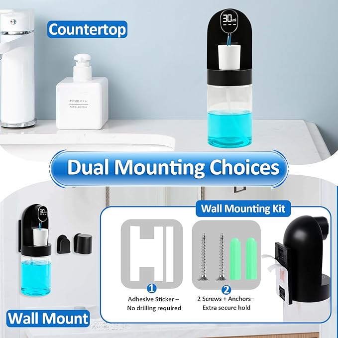 Automatic Mouthwash Dispenser for Bathroom, 600ml (20.29oz) Electric Mouth Wash with Digital Display, 4 Dispensing Modes, Magnetic Cup & Wall Mounted Holder, Bathroom Accessories for All Age Groups