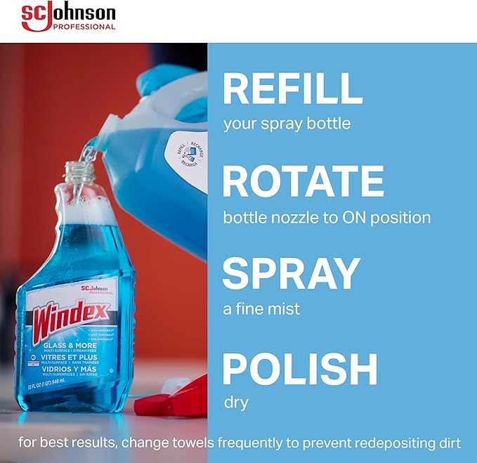 Windex Glass & Multi-Surface Cleaner, 128 Oz Bottle, Case Of 4