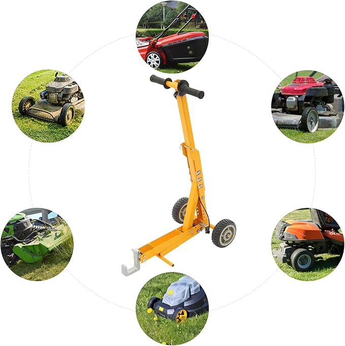 Lawn Mower Lift | Turn Mower Lift with Foot Assist Pedal | Push Mower Jack -Lift Most Mowers | 800LBS Capacity | for Garden Tractors, Lawn Mowers | Yellow