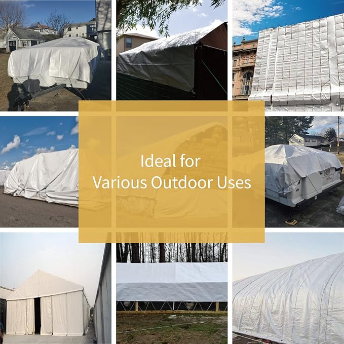 GUARD SHIELD White Tarp 20x40 Feet Medium Duty All Purpose Poly Tarps Cover 7mil