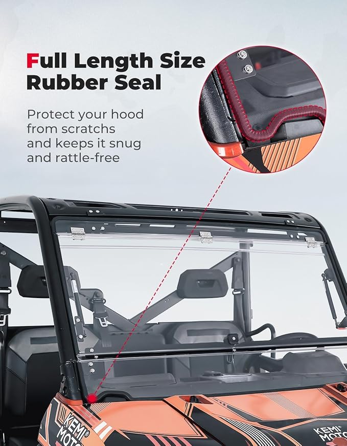 KEMIMOTO 2-IN-1 Flip Windshield Compatible with Ranger 1000, Scratch Resistant Fold Front Windshield Compatible with Polaris Ranger XP 900/1000/ Crew XP 1000/ Diesel 2014-2025