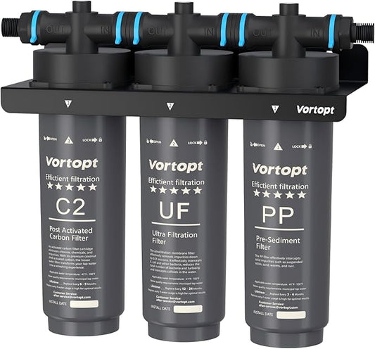 Under Sink Water Filter System,NSF Certificated,3-Stage Filtration,Water Purifier for Kitchen,Reduces PFAS,PFOA/PFOS,Fluoride,Chlorine,Bad Taste & Odo,Drinking Water Filter, Black,F02 3 Filters.