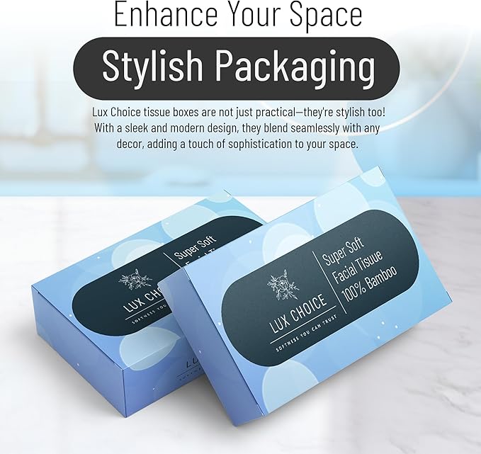 Bamboo Facial Tissues – 130 Tissues per Box, 3 Ply,12 Boxes (1560 Total), Ultra Soft, Eco-Friendly & Hypoallergenic – for Home, Baby Care & Sensitive Skin