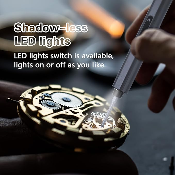 Precision Screwdriver Set, 5 Gear Torque, Mini Electric Screwdriver with OLED Screen, Small Screwdriver Set Rechargeable with 48 multifunctional bits and shadowless LED lights