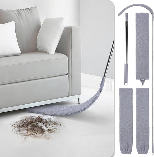 Retractable Gap Dust Cleaner with 3 Microfiber Dusting Cloths & 30-100 inch Extendable Long Handle, Retractable Duster Brush for Cleaning Under Appliances Sofa Couch Bed Refrigerator Furniture