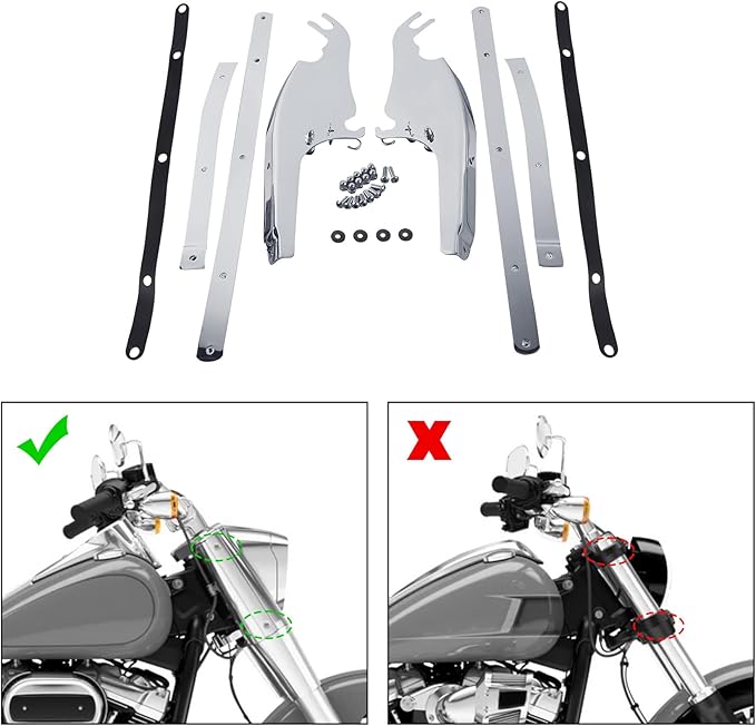 Green-L Windshield Bracket Mount Kit Fit for Harley 2000-2017 Heritage Softail Classic Slim Deluxe Fat Boy Motorcycle Black Windscreen Support