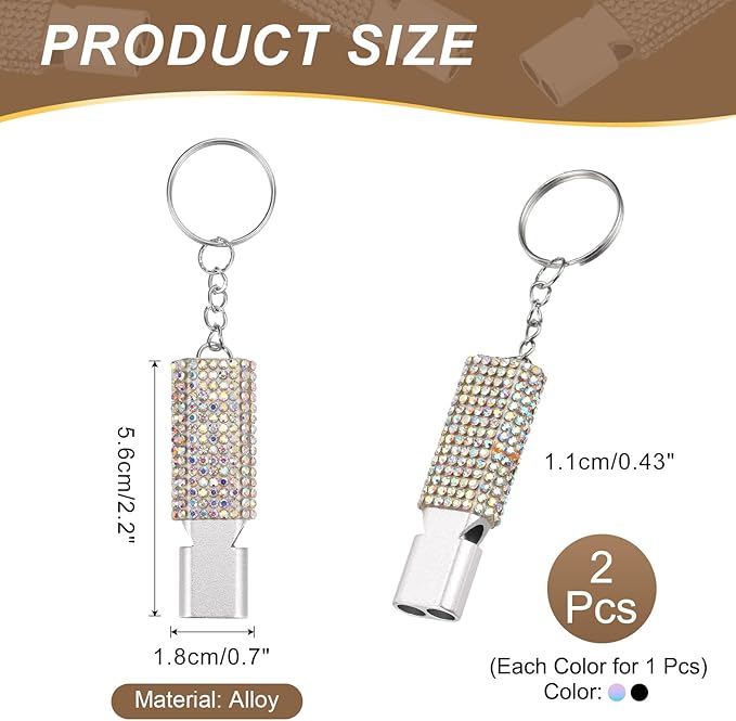 PATIKIL Emergency Whistle with Keychain, Bling Safety Survival Whistles Rescue Signaling Loud for Outdoor Camping Hiking Boating Hunting Fishing