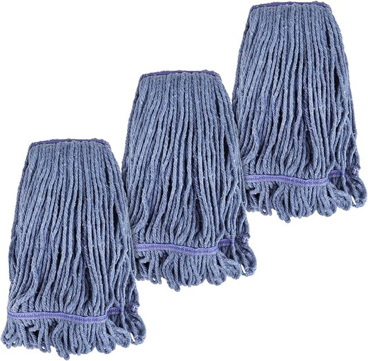 Commercial Heavy Duty Mop Heads Replacement for Rubbermaid: 3 Packs Industrial Wet Mop Head for Floor Cleaning - Commercial Products Looped End String Head Refills