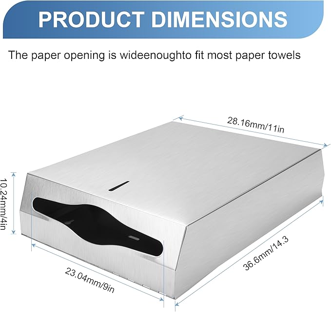 Paper Towel Dispenser Wall Mount Commercial, Fingerprint -Proof Paper Towel Holder for c-fold/Multi-fold/Tri-fold, Touchless Hand Towel Dispenser with Lock
