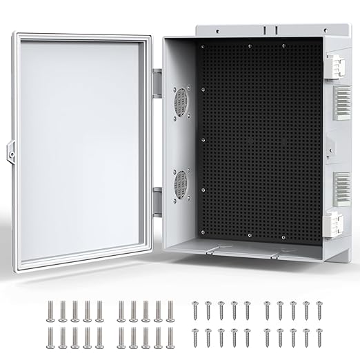 Electrical Box, Outdoor Electrical Junction Box 15.7"x11"x5.9" IP65 Waterproof ABS Plastic Enclosure Project Box with Internal Mounting Panel Hinged Lid (Grey Plastic)