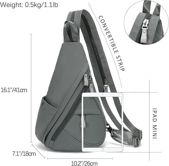 KL928 Nylon Sling Bag - Small Crossbody Backpack Shoulder Casual Daypack Multipurpose Rucksack for Men Women