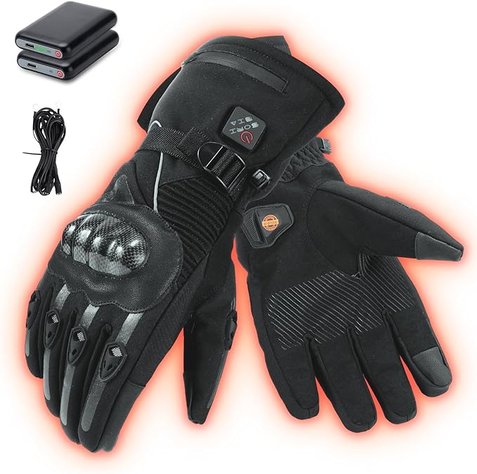 Heated Gloves with 3 Heat Settings for Men Women, 7.4V Rechargeable Battery, Electric Touchscreen Hand Warming Gloves Winter Outdoor Work Hunting Motorcycle Cycling