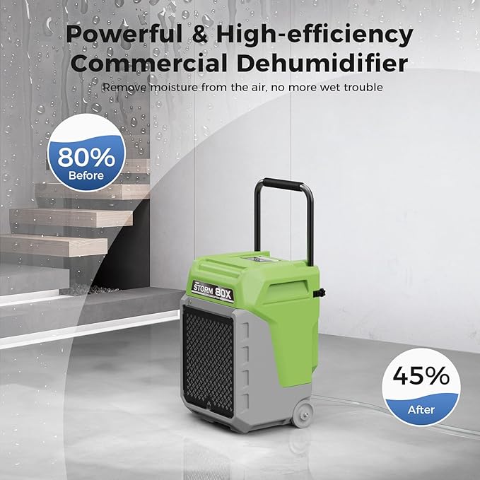 ALORAIR 170 Pints LGR Commercial Dehumidifier with Pump & Drain Hose, Fit for 2,100 Sq.Ft, Portable Industrial Dehumidifiers with Wheels for Water Damage Restore, Basement, Garage, 5 Years Warranty