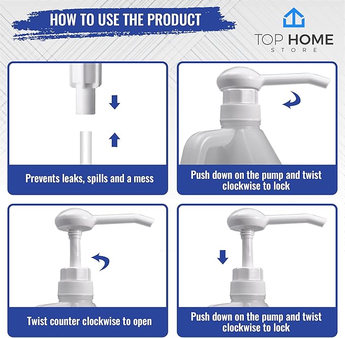 6 Heavy Duty Replacement Pump Dispensers for Gallons & Jugs, Suitable for Shampoo, Conditioner, Paint and Condiments, Includes 6 Six Inch Tubes