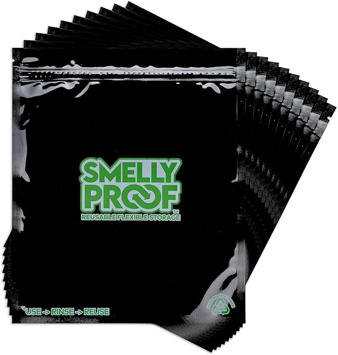 50pk 4-MIL Thick HEAVY DUTY Smelly Proof Reusable Bags Black, Washable Bags, US-Made BPA Free, No PEVA, Non-Silicone, Reusable Food Storage Bags, 50 x Reusable Freezer Bags, Quart 8.5" x 10"