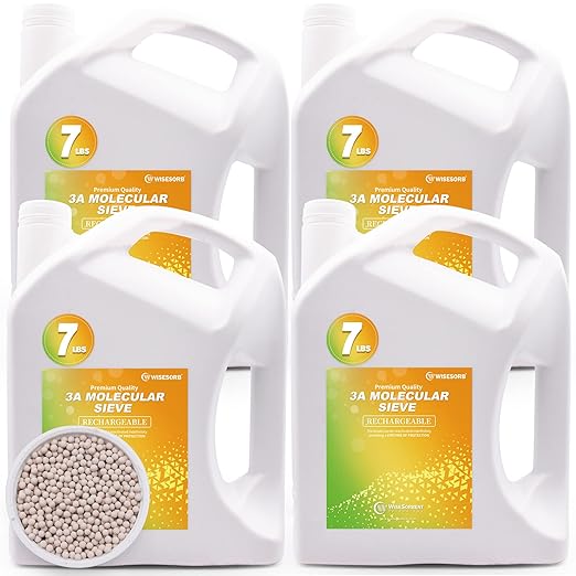 28 LBS 3A Molecular Sieve Desiccant Beads, Reusable Dessicant Dehumidifiers Desiccant Moisture Absorber, 4 Pack of 7 LBS