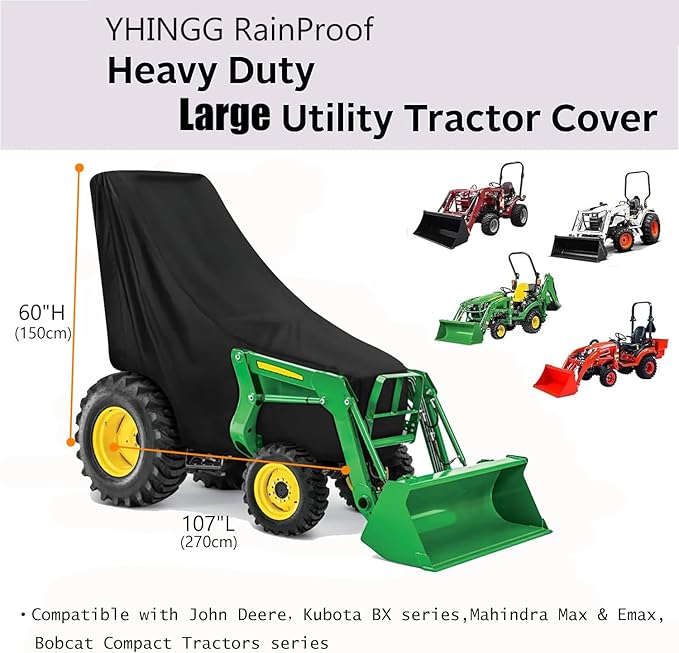 Waterproof Cowling Cover - Heavy Duty Tractor Accessories for Kubota, John Deere, Mahindra, Bobcat & Compact Utility Tractors