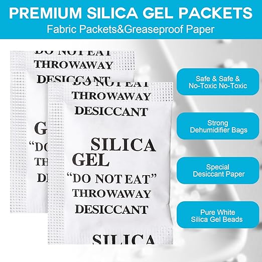 1500 Pcs 2 Gram Silica Gel Packets Desiccant Packs for Storage Moisture Absorbers Silica Gel Anti Humidity Transparent Food Grade Desiccant Packs for Electronics, Clothes Shoes