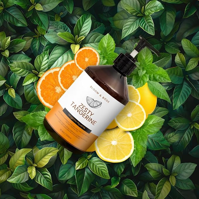 Luxury Liquid Hand Soap - Natural Scented Hand Wash - Gentle Hand Soap with Essential Oils & Aloe Vera - Moisturizing Handwash for Bathroom and Kitchen - Zesty Tangerine Scent, 16.9oz
