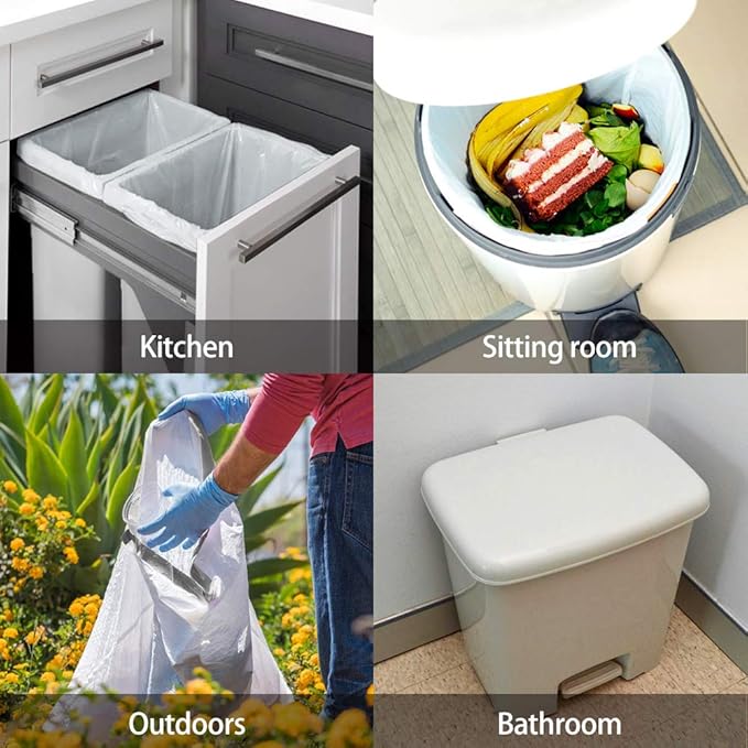 Teivio 1.6 Gallon 120 Counts Strong Drawstring Trash Bags Garbage Bags, Medium Kitchen Trash Can Bathroom Bin Liners, Plastic Trash Bags for Home Office Kitche, White