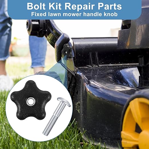 4 Pcs Lawn Mower Handle Bolts, Handle Knob and Screw Bolt Washer Kits, Machine Accessories Replacement Parts for Lawn Mowers Snow Blowers