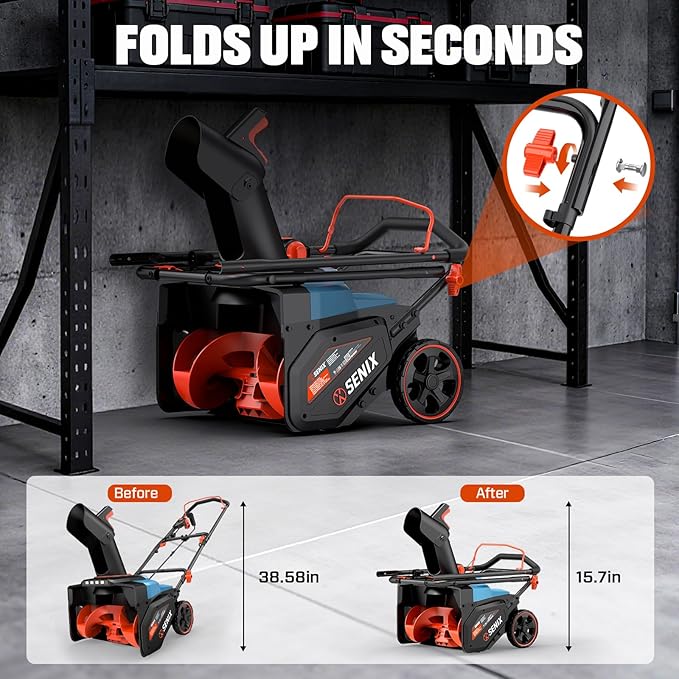 SENIX Electric Snow Blower,18 Inch Snow Thrower, Corded Snow Blower with 8-Inch Clearing Depth, 600lbs/min, 33ft Max Throw Distance, 15Amp 1700 Watt Motor, 4 LED Lights (STE14-M)