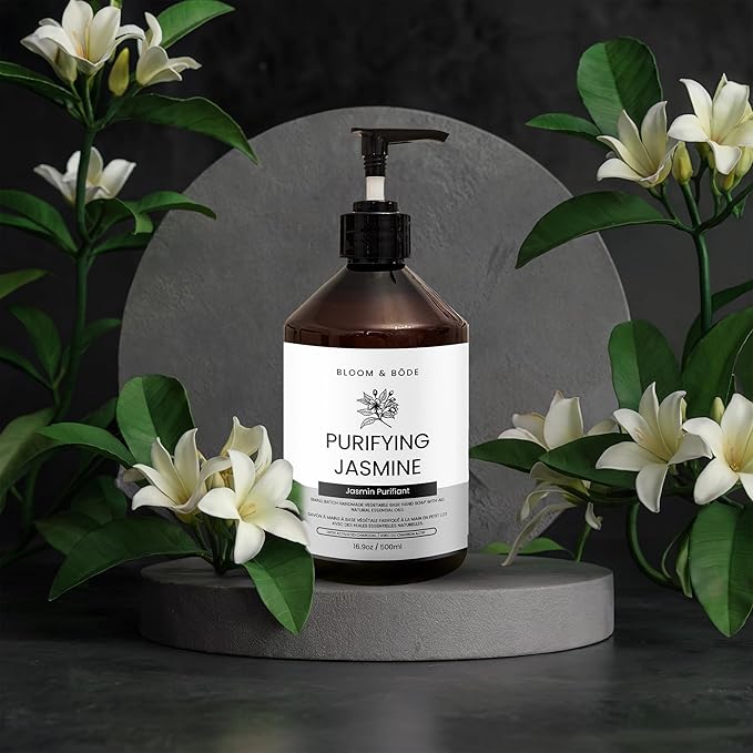 Bloom & Bōde Luxury Liquid Hand Soap - Natural Scented Hand Wash - Gentle Hand Soap with Essential Oils And Activated Charcoal - Moisturizing Hand Soap, Purifying Jasmine Scent, 16.9oz