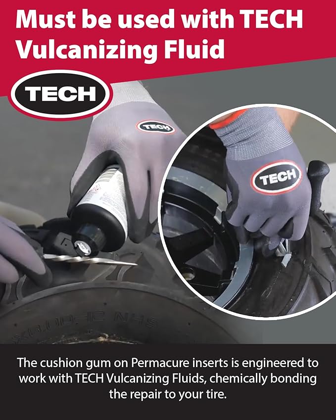 TECH Permacure II Insert Plugs, 3-3/4" (95mm) – Heavy-Duty Natural Rubber for Stronger Flat Fixes, Compatible with Tubeless Plug Kits, Box of 50, Professional-Grade Repair Solution