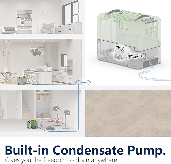 ALORAIR 180PPD LGR Commercial Dehumidifier with Pump for Basement Warehouse & Job Sites, Large Space Crawl Space Dehumidifier for Efficient Water Damage Restoration,5 Years Limited Warranty, Green
