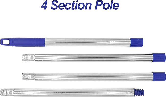4-Section 1.3 ft. to 5.2 ft. Stainless Steel Pole Mop Replacement Handle Standard American Threading Compatible with All Cleaning Head with 3/4 Inch American Threading System