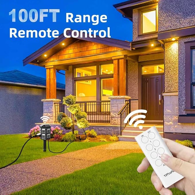 Outdoor Remote Control Power Strip, 50FT Extension Cord Waterproof, Independent Control Outlets, 6 Grounded Outlets for Outdoor Decorations, 14 AWG, 15A/1875W, ETL Listed (50 FT)